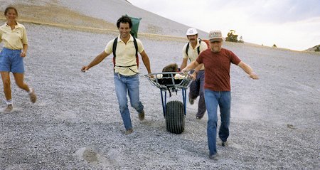 Moving injured party to CHP helicopteer on wheeled litter Moving injured party to CHP helicopteer on wheeled litter