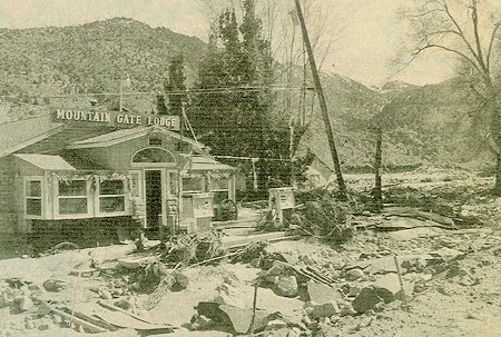 The Mountain Gate Lodge is devastated by January 1997 floodwaters The Mountain Gate Lodge is devastated by January 1997 floodwaters