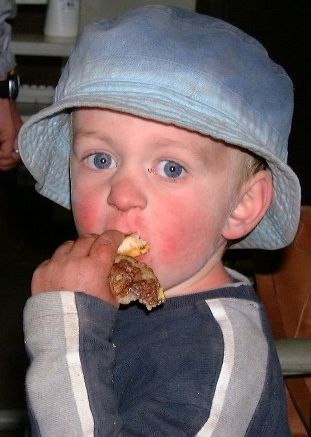 Patrick Glenn chowing down on an Egg McMuffin after returning to base Patrick Glenn chowing down on an Egg McMuffin after returning to base