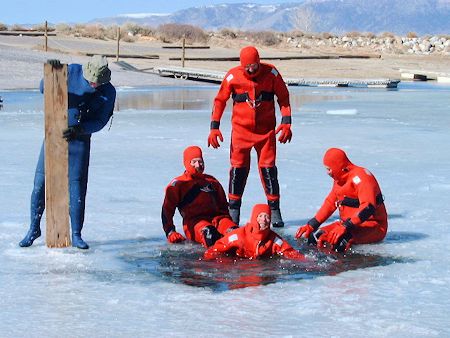 Lake Ice Rescue Training at Crowley Lake - March 3, 2002 Lake Ice Rescue Training at Crowley Lake - March 3, 2002