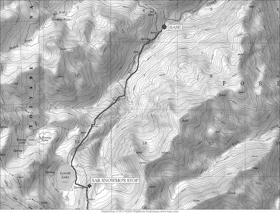 Map showing approach route of rescue team