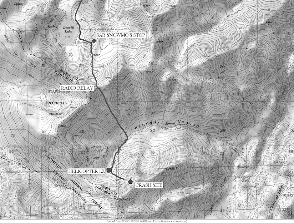 Map showing approach route of rescue team Map showing approach route of rescue team