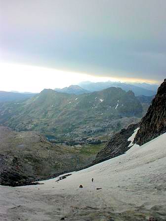 The Mono SAR team comes up the glacier. It's starting to lightning and hail!