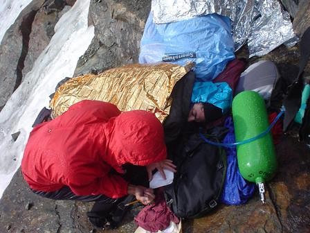 Jeff takes care of Marcos the medical/hypothermic victim