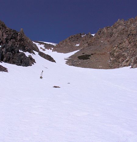 Snow filled couloir from rescue site - JW Photo Snow filled couloir from rescue site - JW Photo