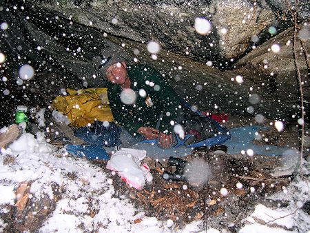 Mike Burdett in his shelter Mike Burdett in his shelter