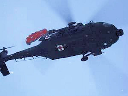 Avalanche victim Johanna Carlsson being raised into a National Guard Blackhawk helicopter for transport to Fresno Avalanche victim Johanna Carlsson being raised into a National Guard Blackhawk helicopter for transport to Fresno