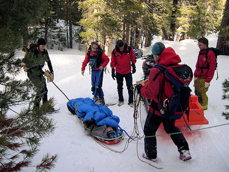 Arriving at snowmobile sled Arriving at snowmobile sled