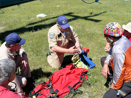 Reviewing the equipment for the rescue with CHP pilots Reviewing the equipment for the rescue with CHP pilots