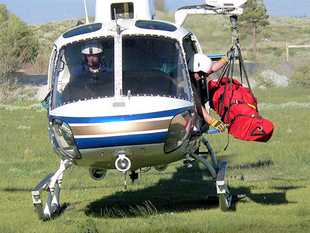 Unloading subject from CHP helicopter Unloading subject from CHP helicopter