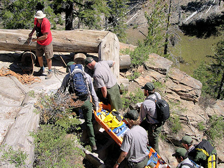 Barry Beck providing protective belay Barry Beck providing protective belay
