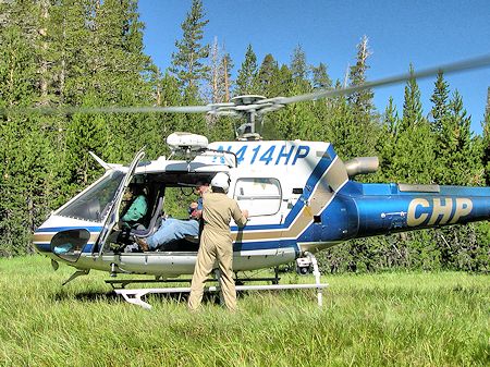 Helicopter preparing to transport subject