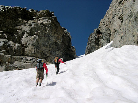 Approaching the chute to the saddle Approaching the chute to the saddle