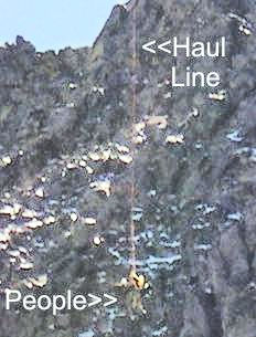Helicopter picking up subjects for short haul to Ediza Lake Helicopter picking up subjects for short haul to Ediza Lake
