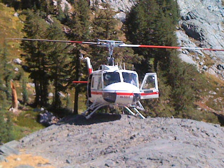 Helicopter rescue of hiker at Beck Lakes - Joe Walker Photo Helicopter rescue of hiker at Beck Lakes - Joe Walker Photo