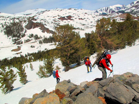 SAR team members climbing to scene SAR team members climbing to scene