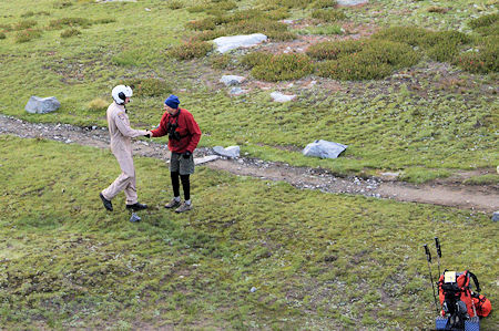 SAR leader greets the Helicopter Pilot SAR leader greets the Helicopter Pilot