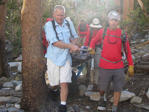 Heading down the trail to the injured hiker