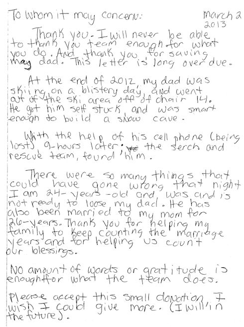 December 30-31, 2012 rescue Thank You Note December 30-31, 2012 rescue Thank You Note