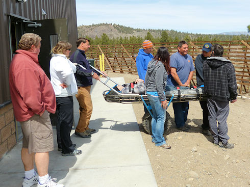 Rick Dodson instructs in basic litter procedures