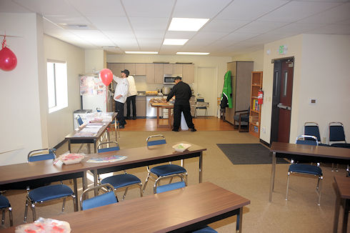 Mammoth Mountain Caterers preparing food in upstairs meeting room