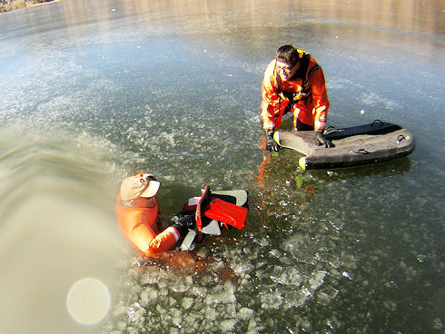 Practice with rescue board