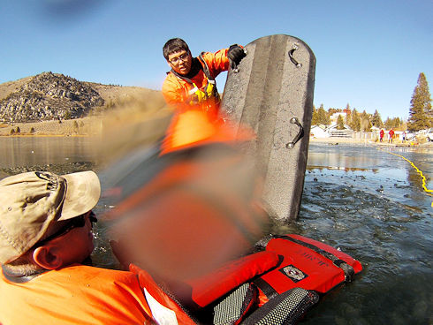 Practice with rescue board