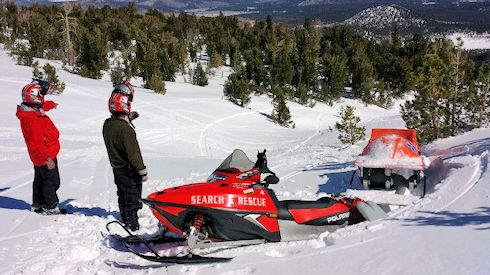 Snowmobile training with litter Snowmobile training with litter
