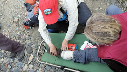 Injured hiker on Rush Creek Trail rescued via wheeled litter Injured hiker on Rush Creek Trail rescued via wheeled litter
