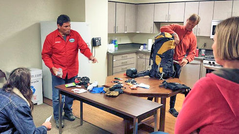 Rick Dodson and Jeff Holmquist reviewing ready pack contents Rick Dodson and Jeff Holmquist reviewing ready pack contents