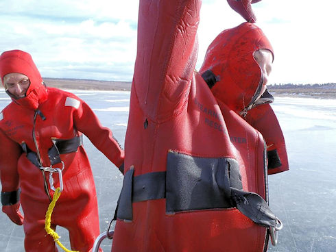 Yep, that water is cold, especially when it finda a hole in your rescue suit Yep, that water is cold, especially when it finda a hole in your rescue suit