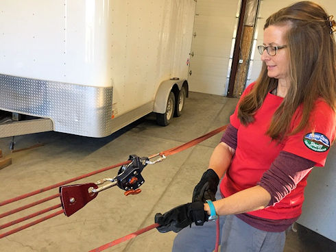 Barbara Barnum demonstrating MPD Device