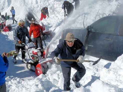 Avalanche dig-out at Dan and Heidi's