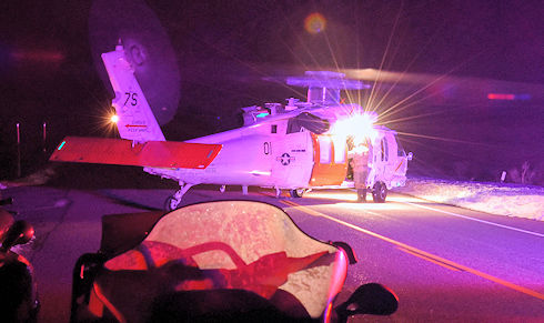 Ops 17-55 - Seahawk Helicopter extracted the 4 skiers - Megan Guffey Photo