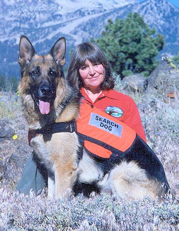 Sallee Burns with her search dog Trapper Sallee Burns with her search dog Trapper