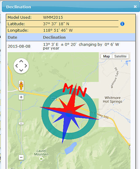 Mammoth Lakes Declination on August 8, 2015 Mammoth Lakes Declination on August 8, 2015