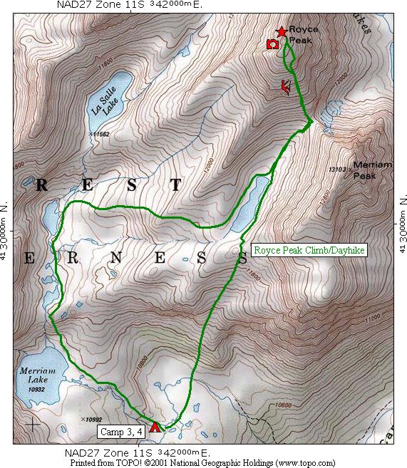 Bear Lakes Trip Map - Day Four