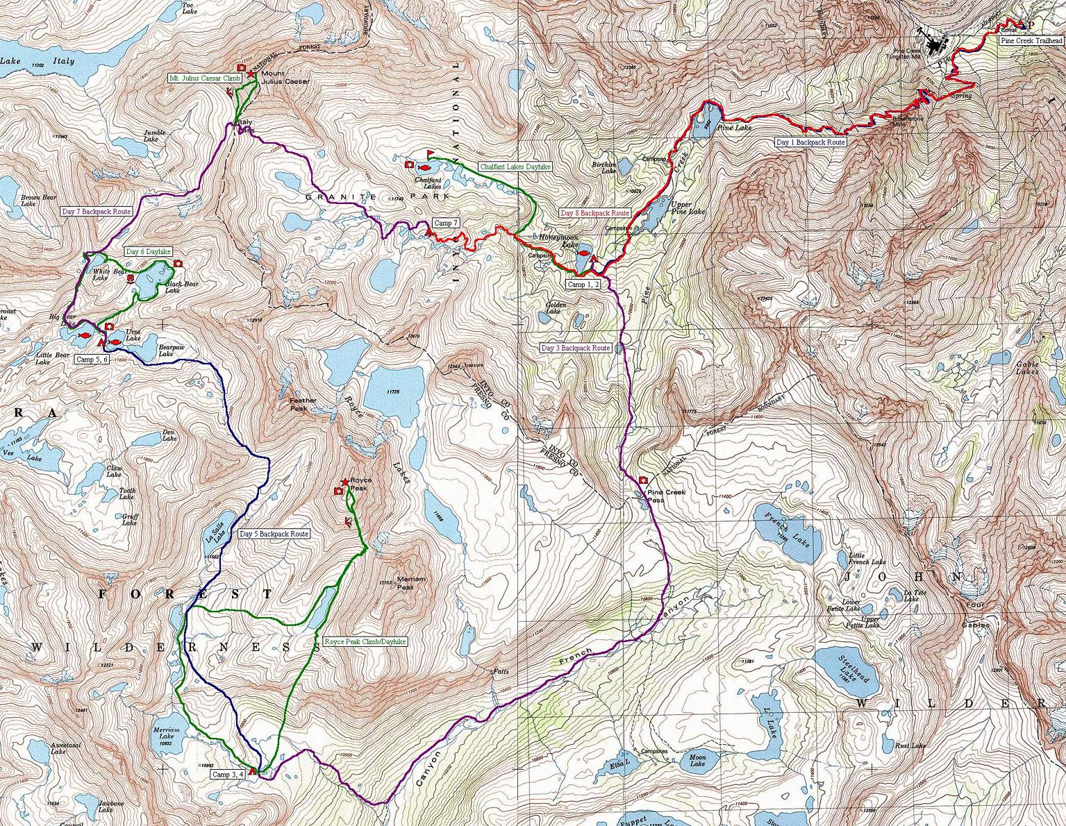 Entire Bear Lakes Trip Map