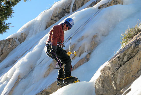 Dan on the way down after tagging the top Dan on the way down after tagging the top