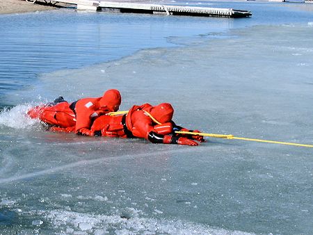 Lake Ice Rescue Training at Crowley Lake - March 3, 2002 Lake Ice Rescue Training at Crowley Lake - March 3, 2002